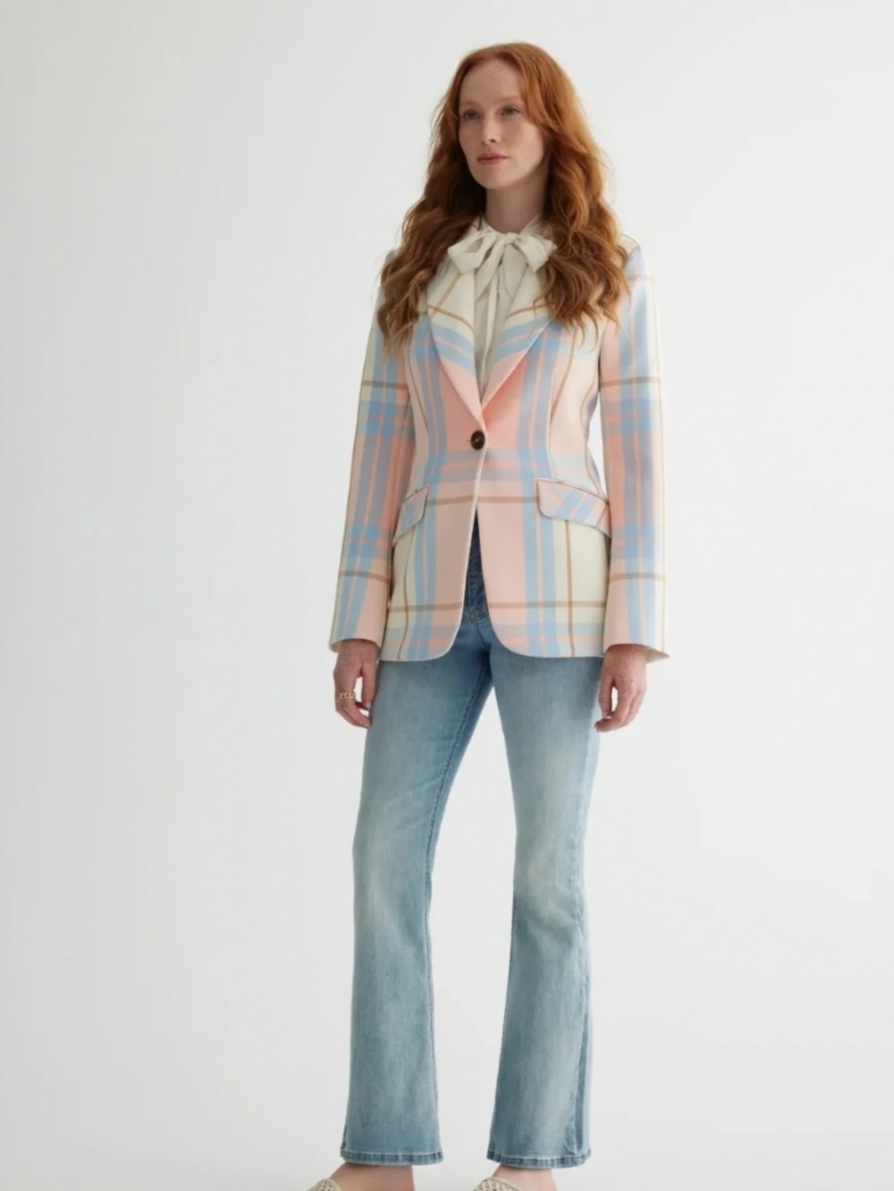 Single Button Blazer Trompet Sleeve Iris Setlakwe